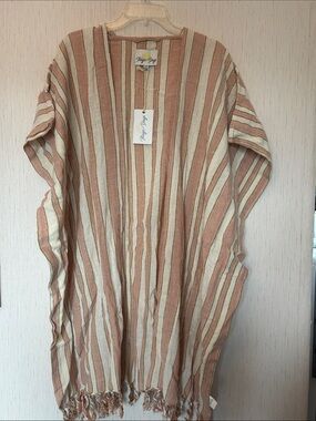 Raise For Days Beige & Dusty Rose Striped Kimono Cover-Up one size